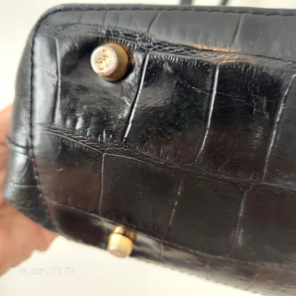 Vintage Original Monsac Black Croc Embossed Small Tote Shoulder Bag Purse - Picture 13 of 17